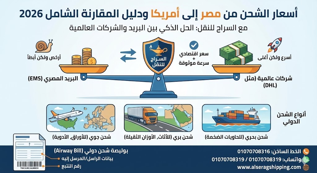  الشحن من مصر إلى أمريكا